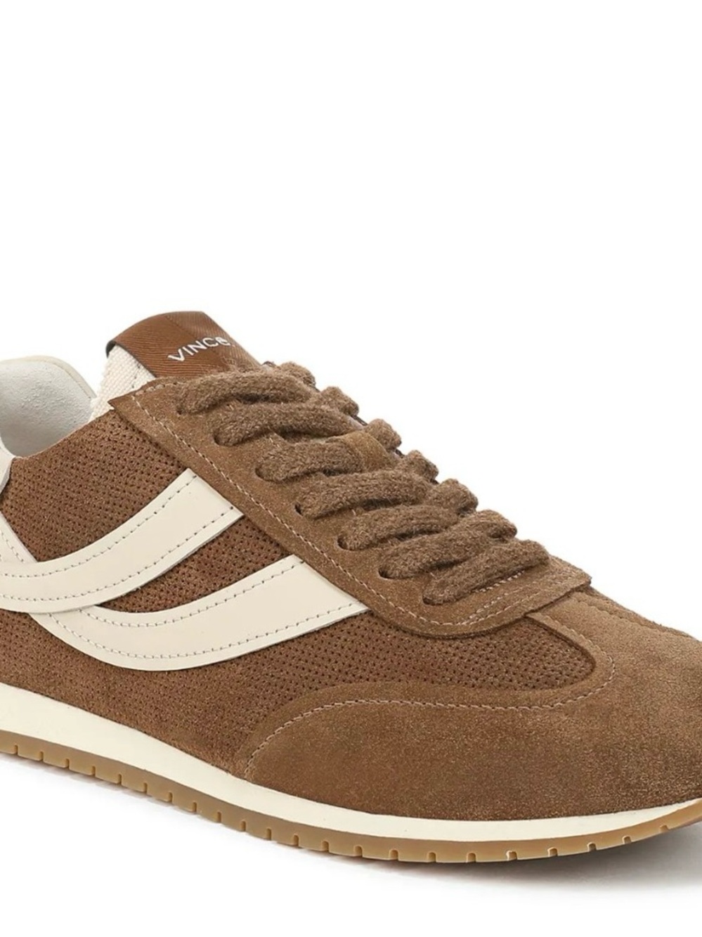 Vince - Oasis Brown Suede Low-Top Runner with Cream Accents